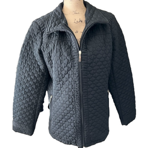 Giacca Blqck Quilted Jacket Zip Front 2 Zip Pockets Like New Size XL